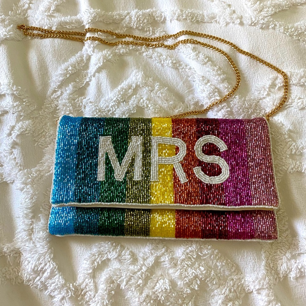 Mrs. Rainbow beaded bridal purse